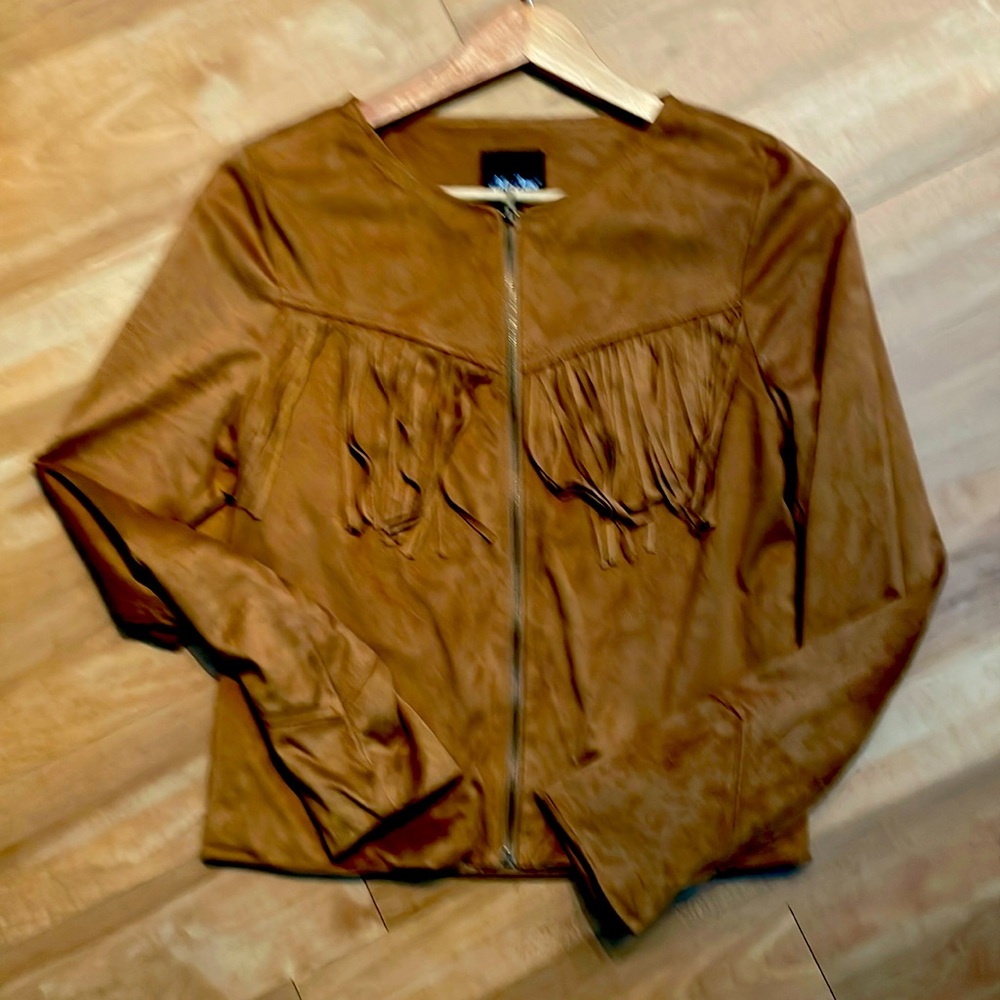 NWOT Suede Fringe Tan Boho Jacket